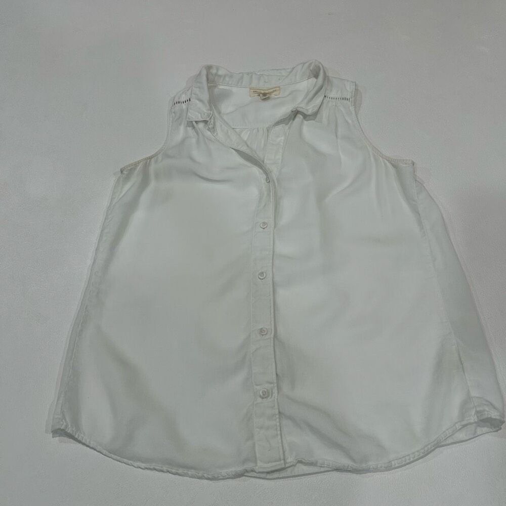 Cloth & Stone White Sleeveless Button Down Top Size S